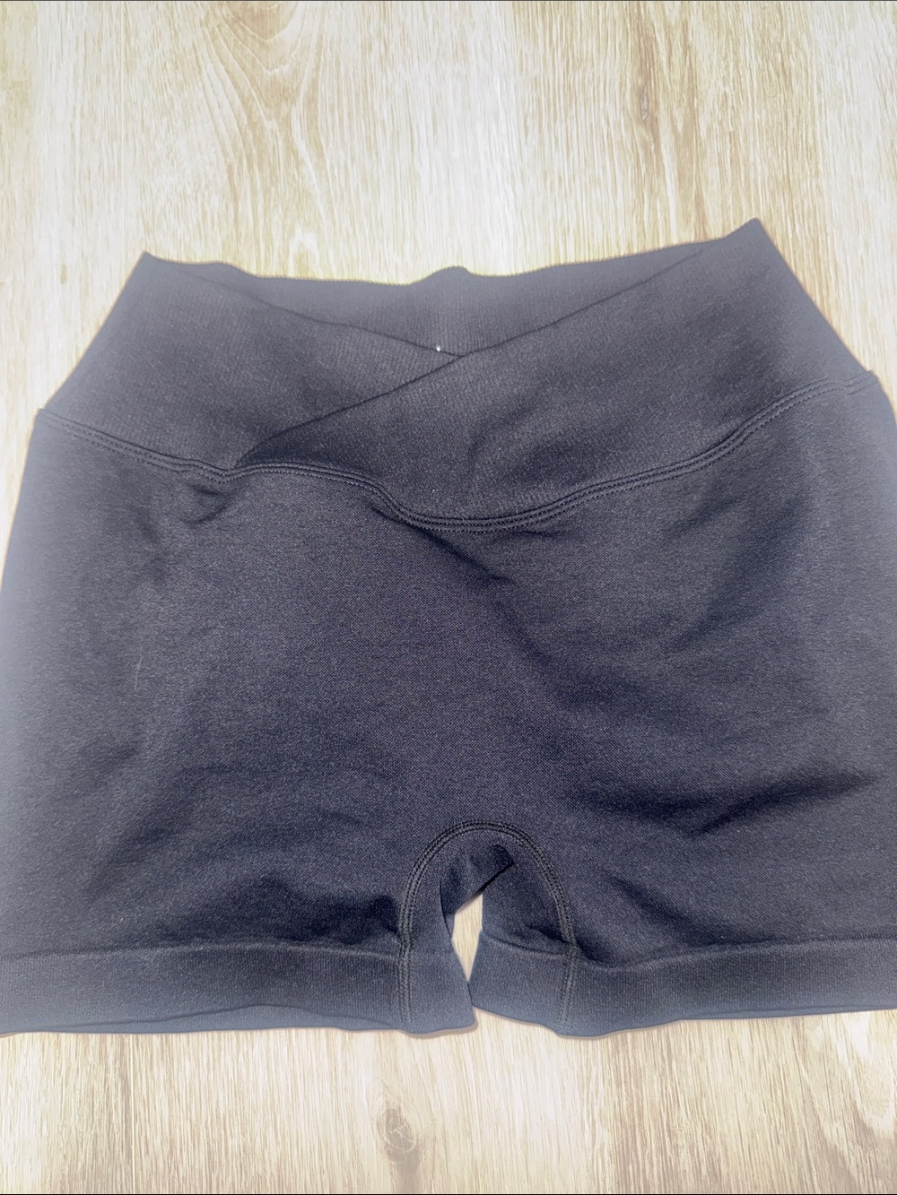 Black Women's High cross- Waist seamless Shorts